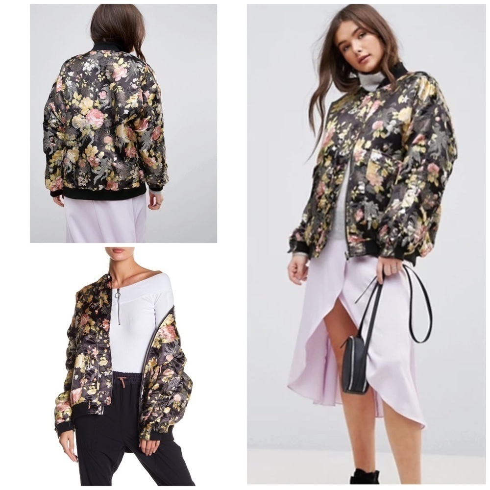Free People Asian Floral Jacquard Oversized Jacket